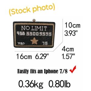 Le Meil Credit Card Box Purse“No Limit” Rhinestone Crossbody W/Strap NWOT Blingy